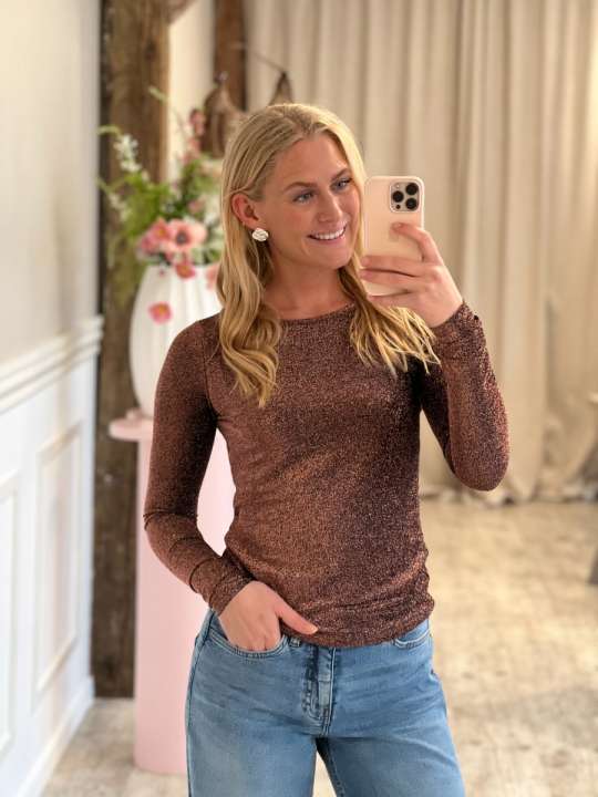 Priser på Noella - Bluse - Tess l/s Blouse - Chocolate Brown