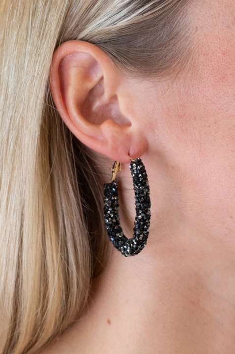 Priser på Lucky Lemon - Øreringe - Gry Diamond Hoops - Black