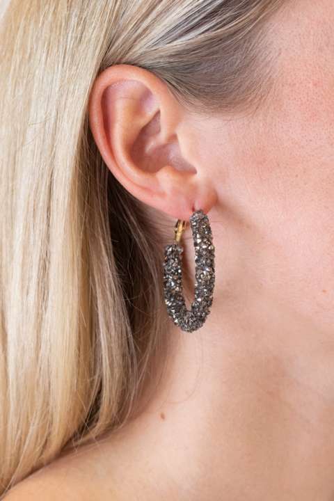 Priser på Lucky Lemon - Øreringe - Gry Diamond Hoops - Grey