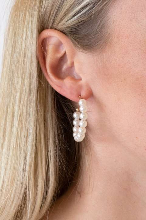 Priser på Lucky Lemon - Øreringe - Vega Pearl Hoops - Gold
