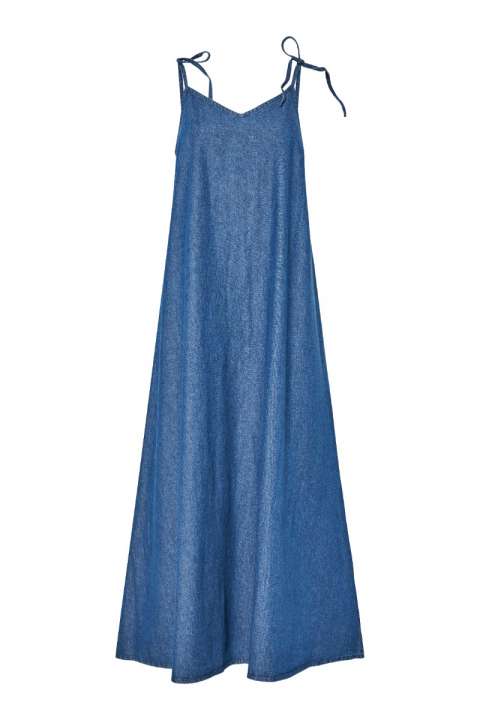 Priser på Pieces - Kjole - Tenim Slip Ankle Dress - Medium Blue Denim