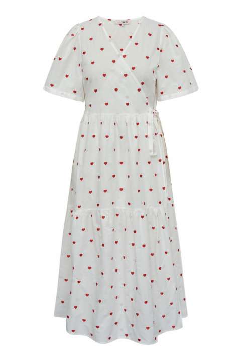 Priser på A-View - Kjole - Caisa Heart Ancle Dress - White/red