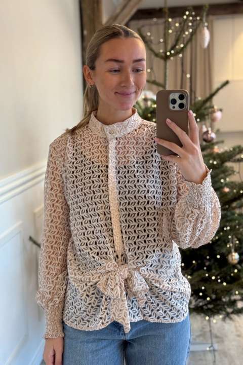 Priser på Continue - Bluse - Karina Lace - Nougat