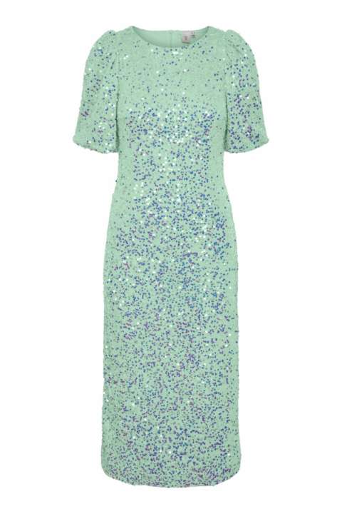 Priser på Y.A.S - Kjole - Yas Maja Sequin 2/4 Midi Dress - Show Mist Green