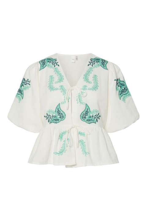 Priser på Y.A.S - T-shirt - Yaspine 2/4 Tie Top S. - Star White