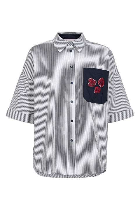 Priser på Nümph - Skjorte - NU Tillie SS Shirt - Dark Sapphire (Levering midt juli)