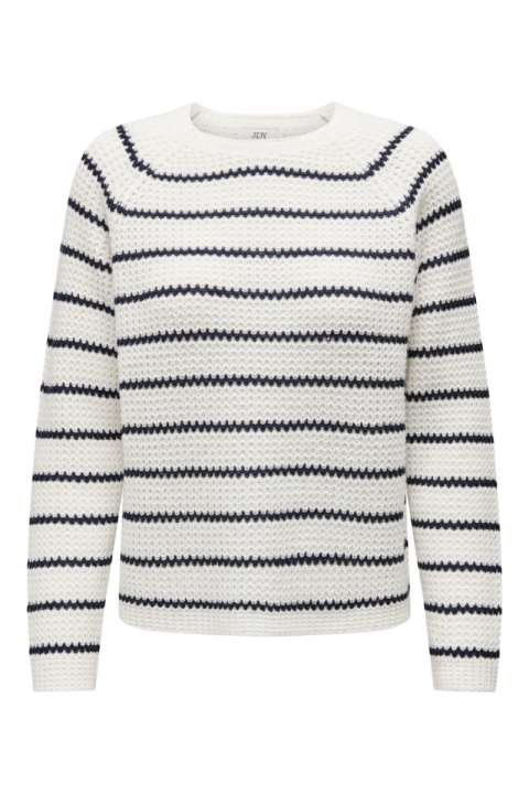Priser på Jdy - Strik - Ellen L/S Oneck Raglan Pullover - Cloud Dancer/Sky captain