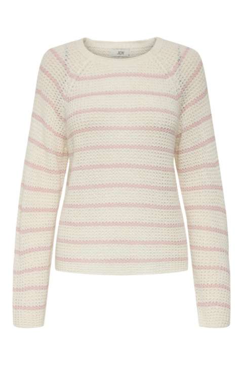 Priser på Jdy - Strik - Ellen L/S Oneck Raglan Pullover - Cloud Dancer/Light Lilac
