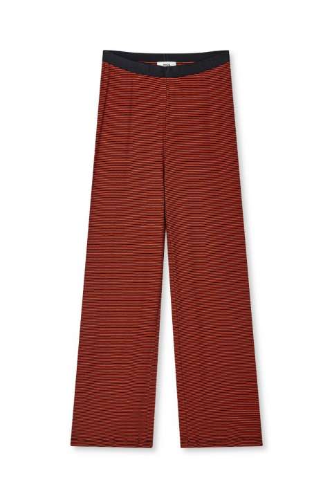 Priser på Mads Nørgaard - Bukser - 2X2 Cotton Stripe Velon Pants - Fiery Red/Black