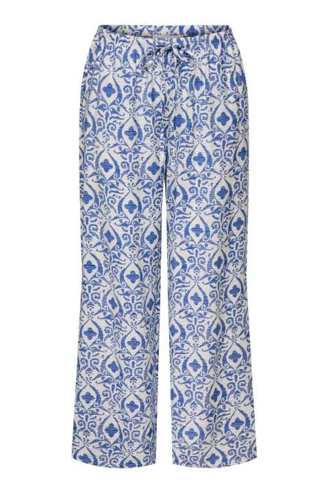 Priser på JDY - Bukser - May Life Mw Wide Pant - Birch/Blue Ikat