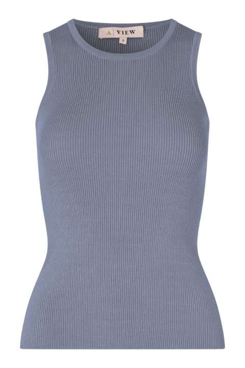 Priser på A-View - Top - Rib Knit Tank Top - Dusty blue