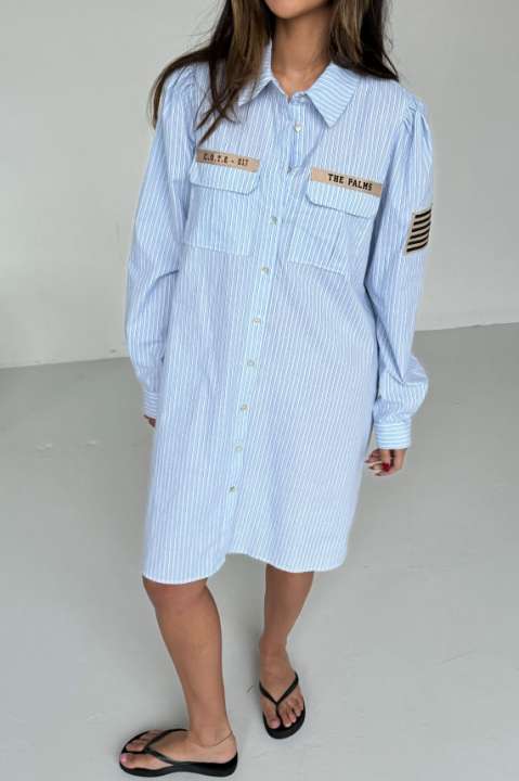 Priser på Continue - Kjole - Mili Stripe Patch Dress - Blue Stripe
