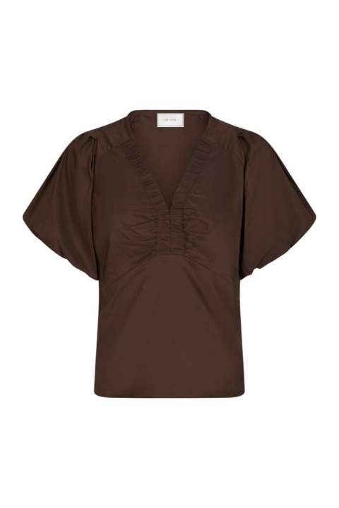 Priser på Neo Noir - Bluse - Irina Poplin Blouse - Dark brown