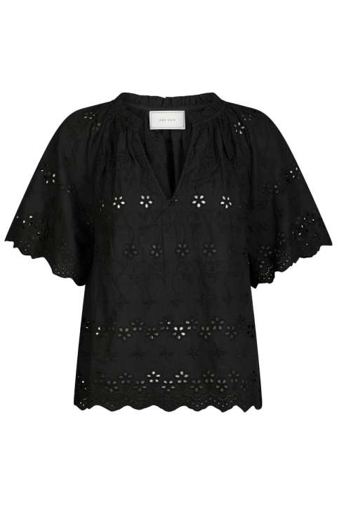 Priser på Neo Noir - Bluse - Odet Embroidery Blouse - Black