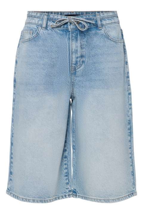 Priser på Pieces - Shorts - Selma MW Wide Denim Shorts - Light Blue Denim