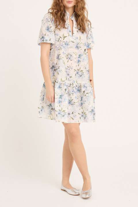 Priser på A-View - Kjole - Grete s/s Dress - White/Blue