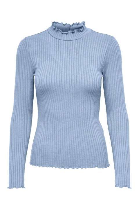 Priser på JDY - Bluse - Fransiska Life L/S Highneck Top - Kentucky Blue