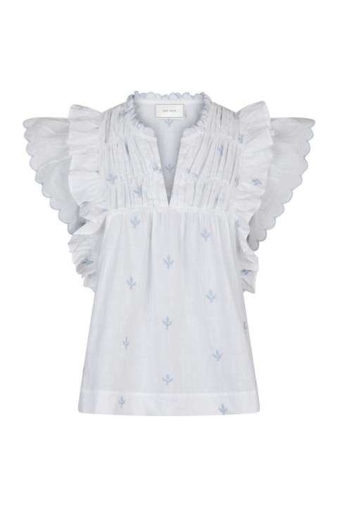Priser på Neo Noir - Top - Jayla Embroidery Top - White