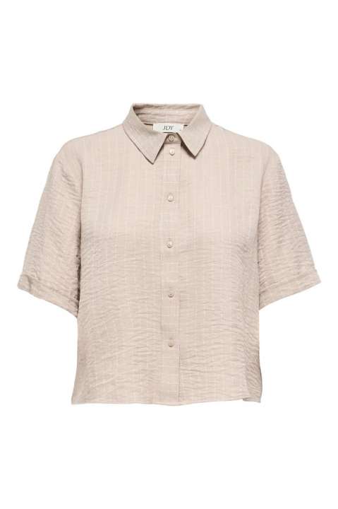 Priser på JDY - Skjorte - Power S/S Short Shirt- Oxford Tan CLoud Dancer