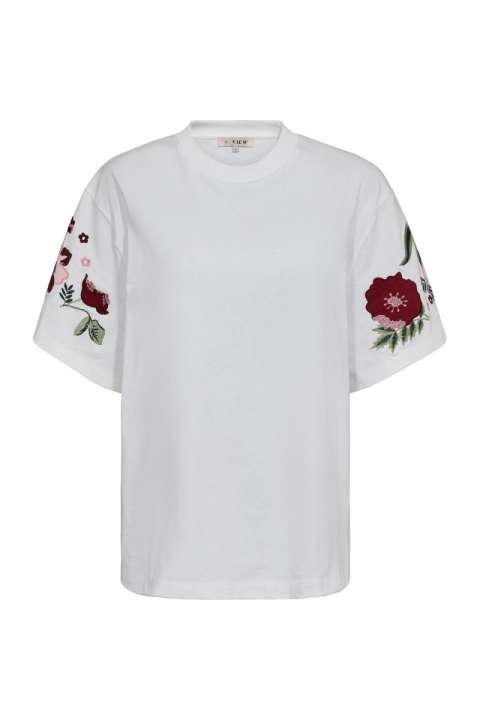 Priser på A-View - T-shirt - Best Double Flower - White
