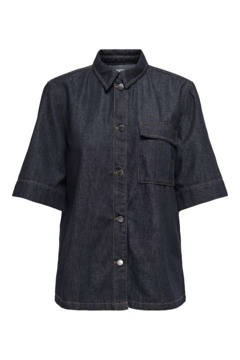 Priser på JDY - Skjorte - Sansa Ss Oversize Shirt - Dark Blue Denim