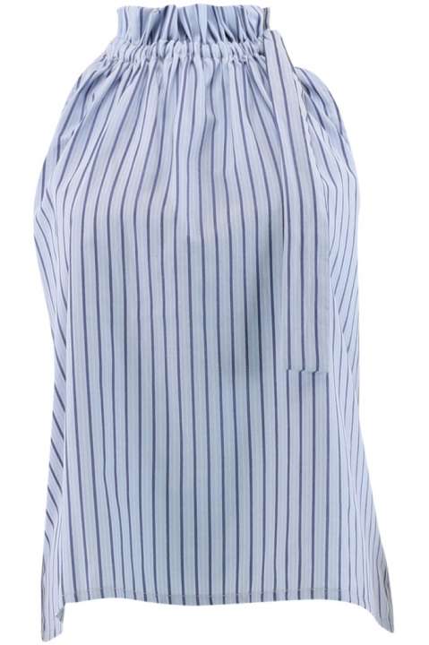 Priser på Continue - Top - Liva Poplin Stripe - Blue Stripe