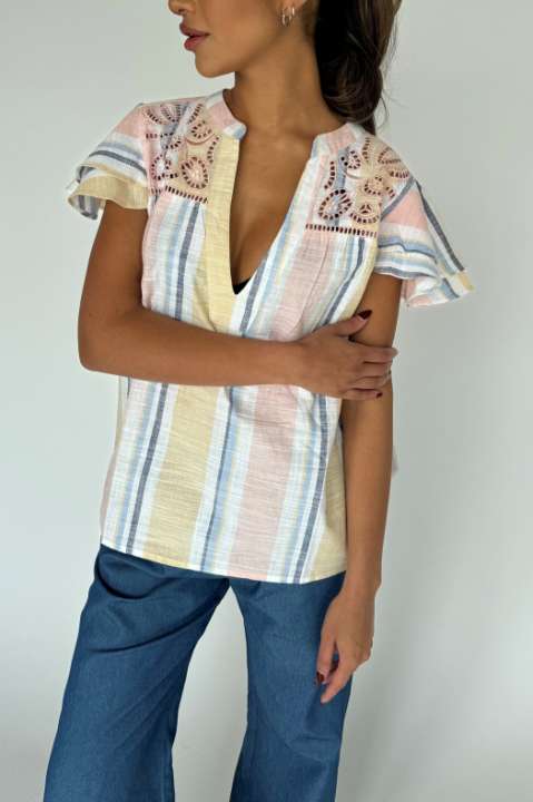 Priser på Continue - Top - Christel Top - Yellow Stripe