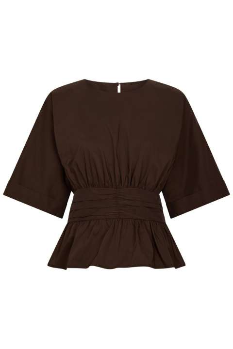 Priser på Neo Noir - Top - Annegret Poplin Blouse - Chocolate Brown (Levering slut juli)