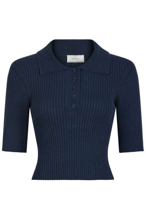 Priser på Neo Noir - Top - Balidira Knit Polo - Navy (Levering slut juli)