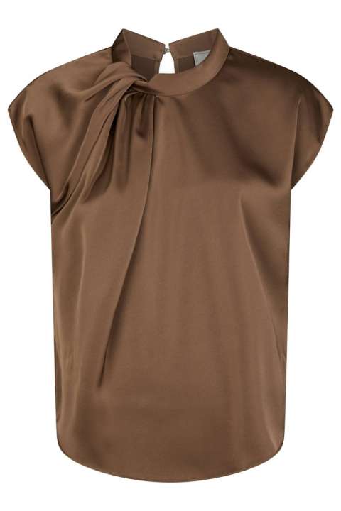 Priser på Neo Noir - Top - Fleur Drapy Satin Blouse - Dusty Brown