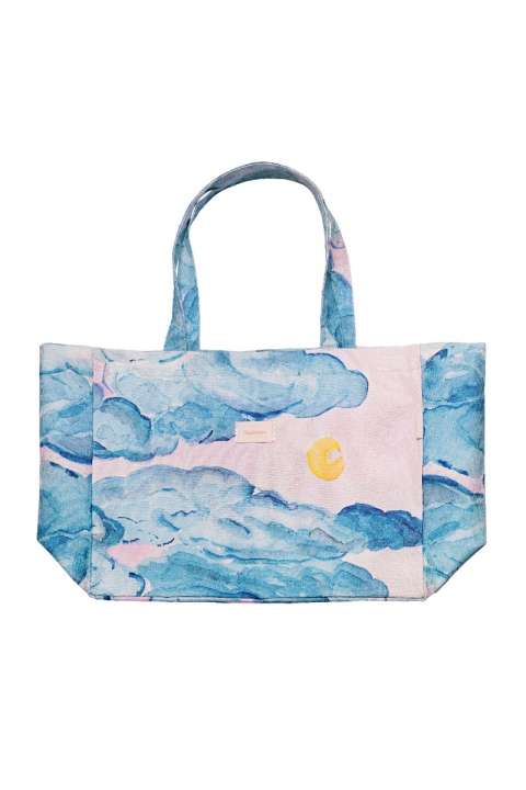Priser på Maanesten - Taske - Big Canvas Totebag Moonshine Rose - Blue
