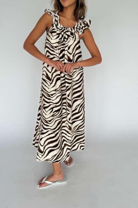 Priser på Continue - Kjole - Sasha Zebra Dress - Zebra