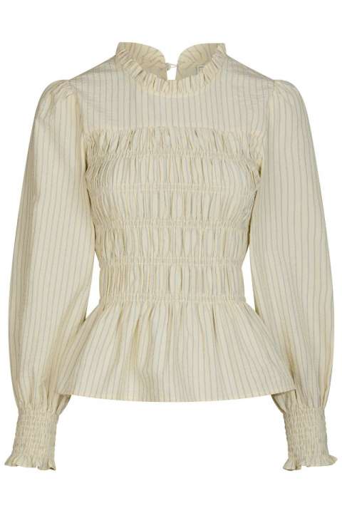 Priser på Neo Noir - Bluse - Possa Crepe Stripe Blouse - Light Yellow (Levering slut juli)