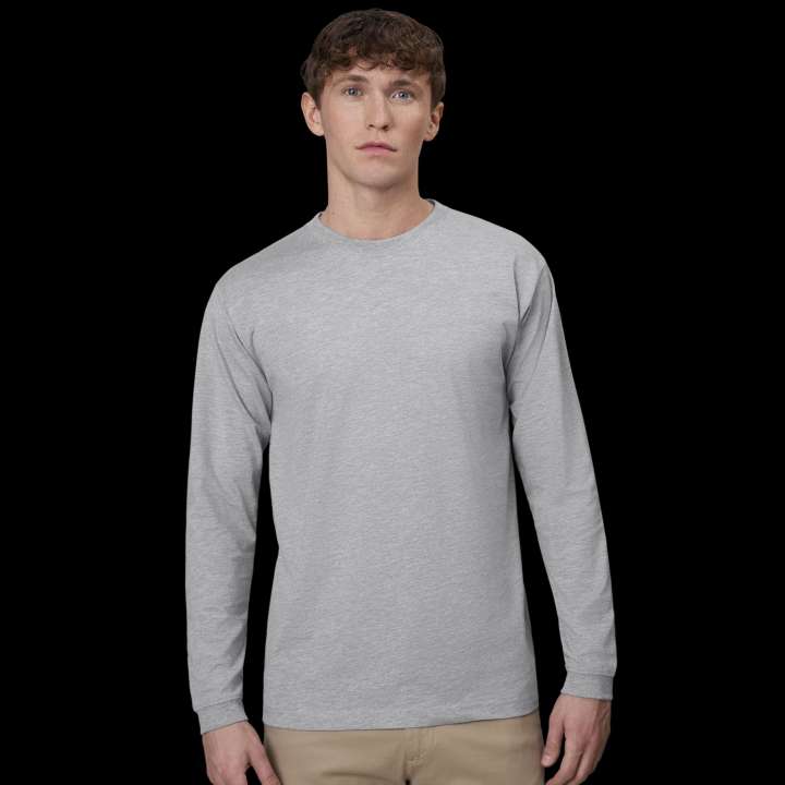 Priser på ID Pro Wear Herre Langærmet t-shirt - Grey Melange - 4XL