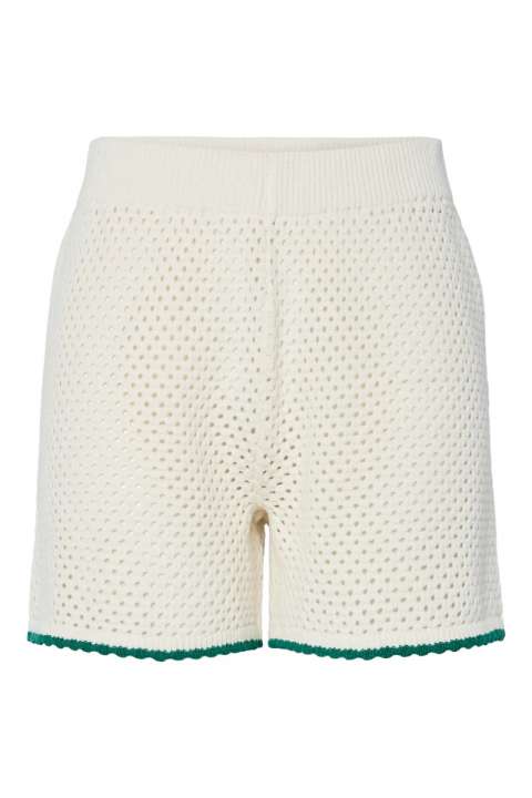 Priser på Pieces - Shorts - Molly MW Knit Shorts - Cloud Dancer/Medium Green