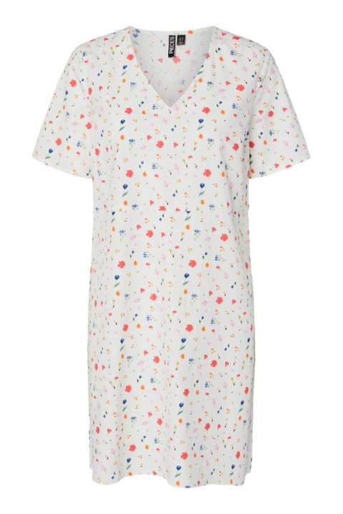 Priser på Pieces - Kjole - PC Mia Ss V-Neck Short Dress - Bright White