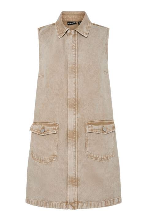 Priser på Pieces - Kjole - Fay Sl Denim Dress - Sandshell