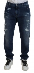 Dolce & Gabbana Blå Bomuld Stretch Slim Bukser & Jeans