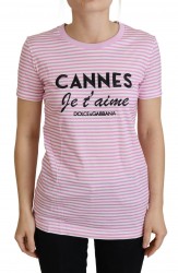 Dolce & Gabbana Hvid Pink CANNES T-shirts