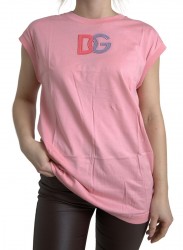 Dolce & Gabbana Pink Bomuld DG Logo T-shirt